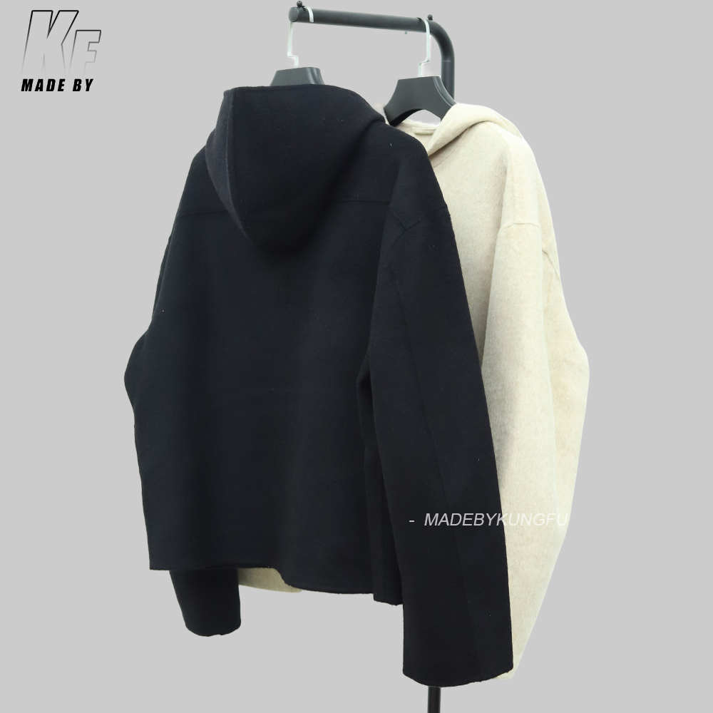 Acne连帽羊绒外套 杏色