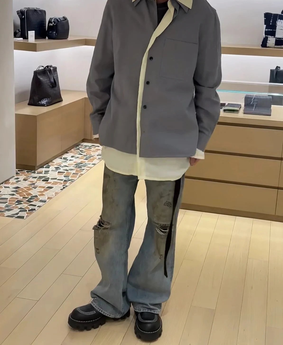 Item ID 8214 Botteg@-Venet @-Baotijia-2023S - Fake two-piece woven shirt jacket - D