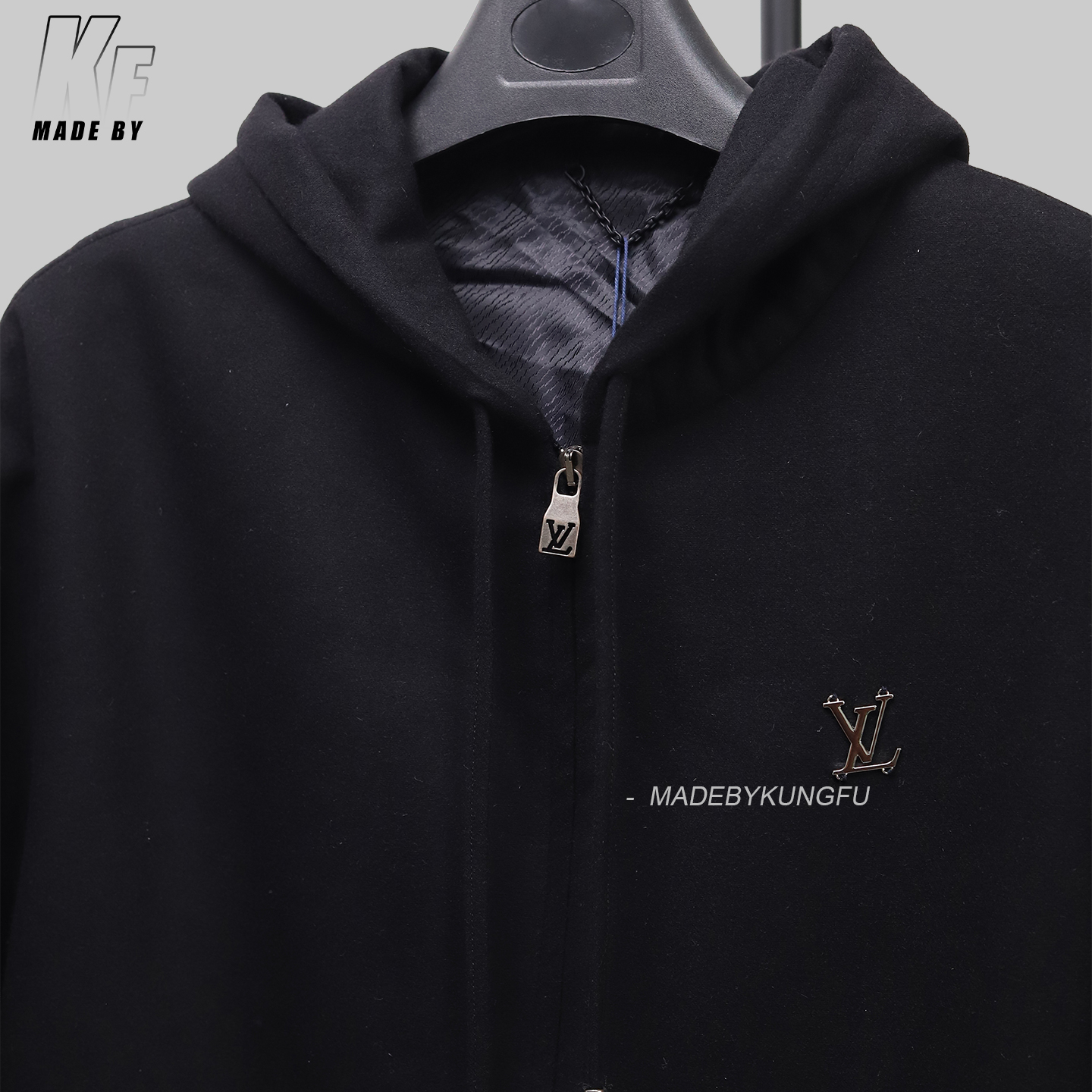 1V Technical wool bend  Zip Hoodie