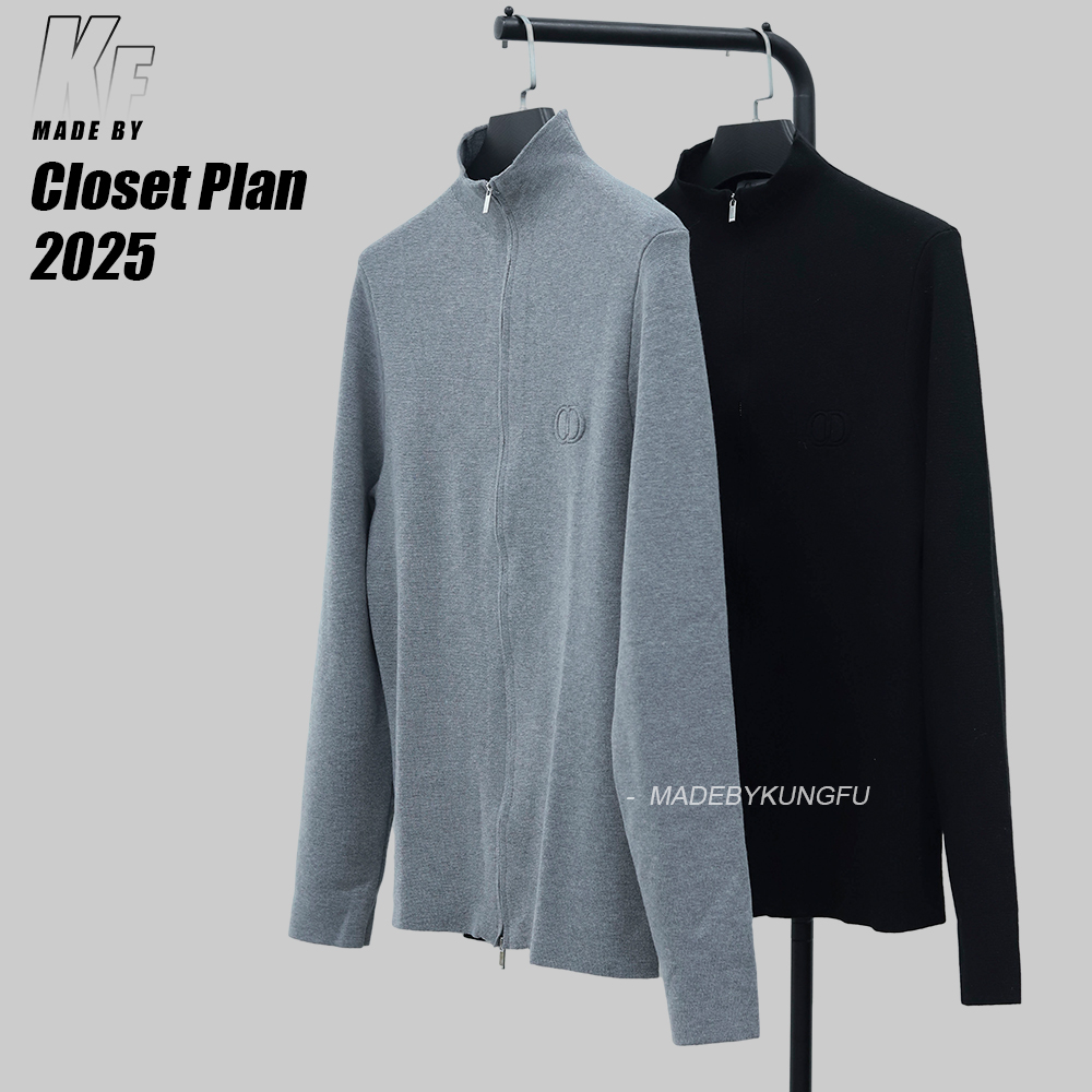 Dior立领拉链毛衣 灰色