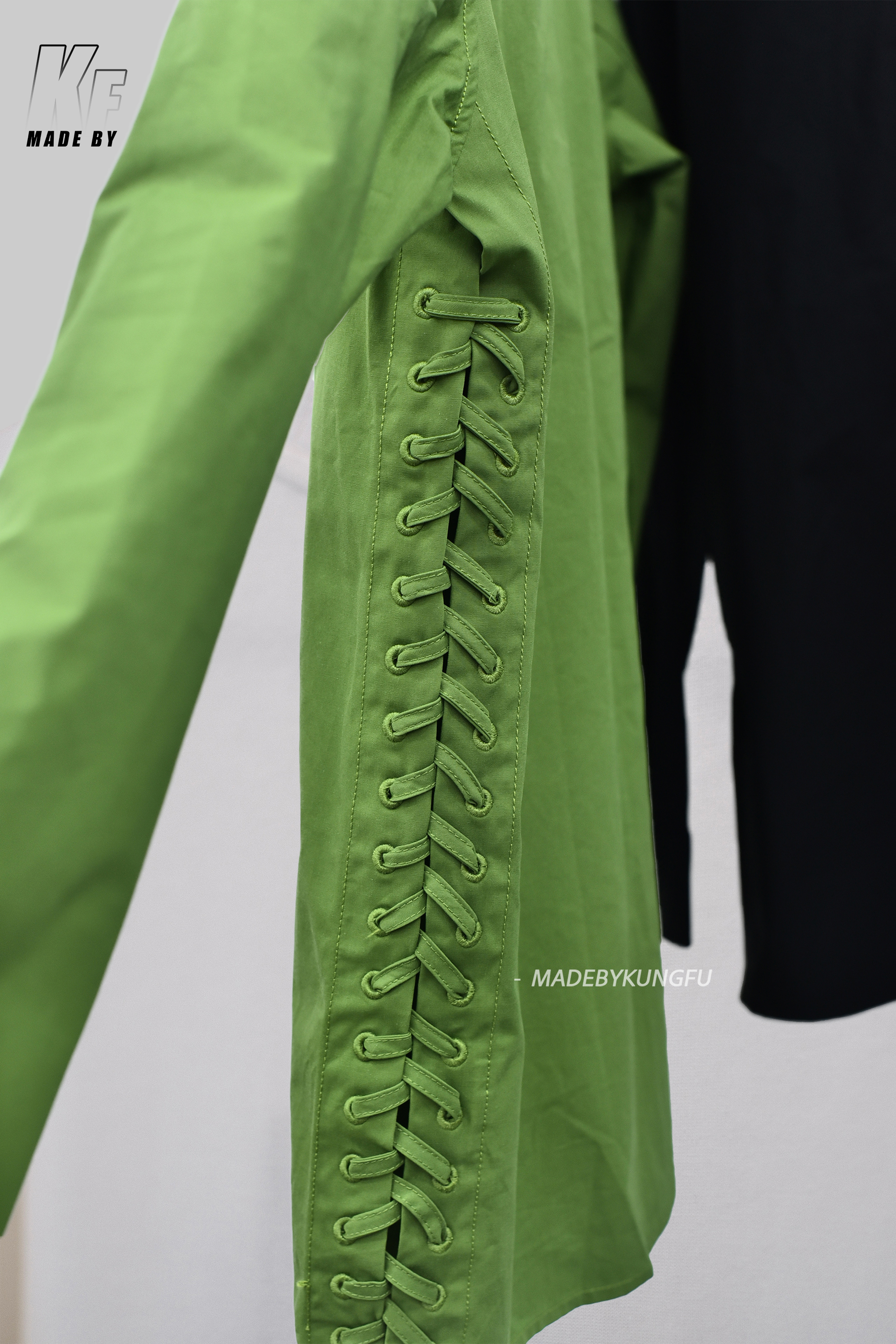 BV葆蝶家长袖衬衫 绿色黑色