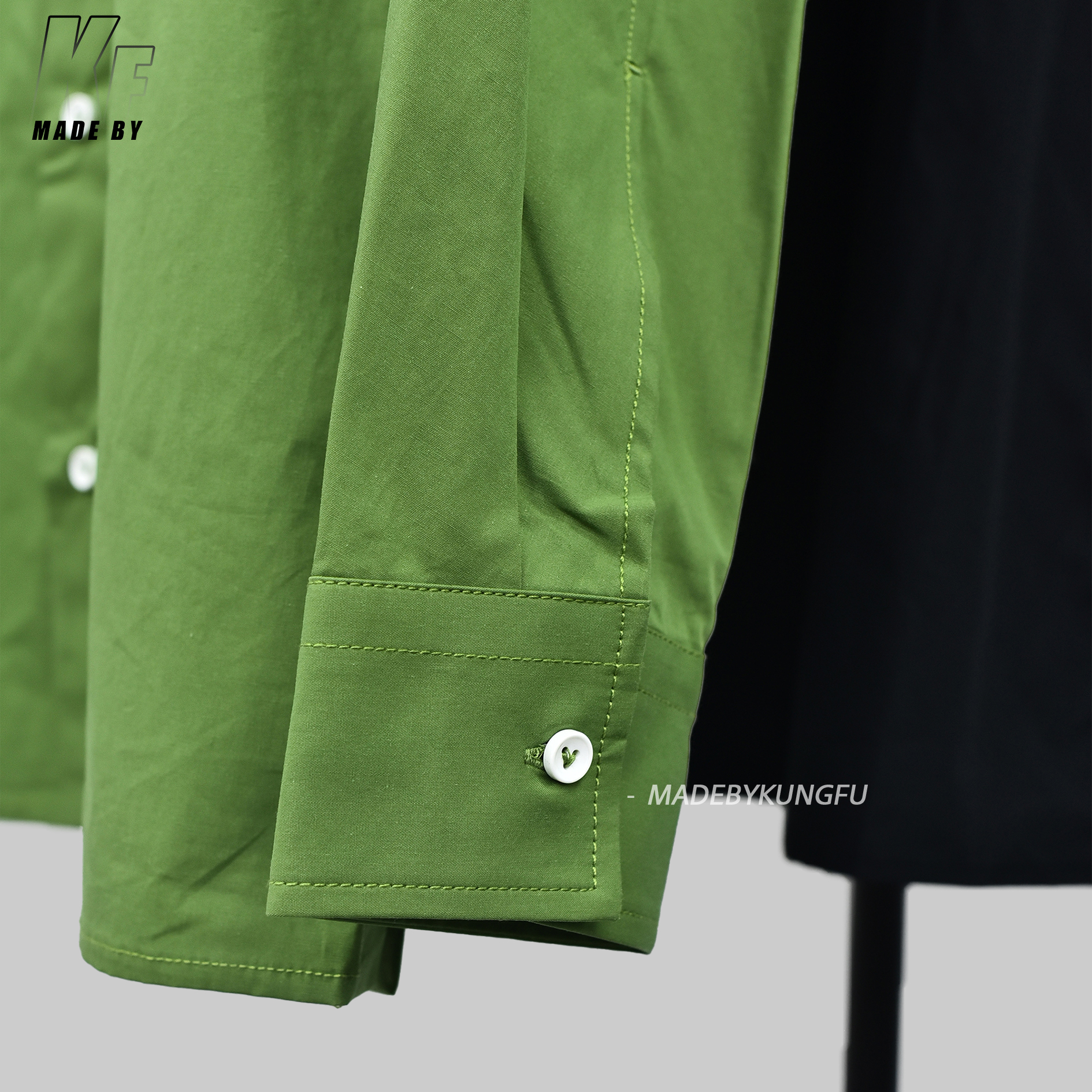 BV葆蝶家长袖衬衫 绿色黑色