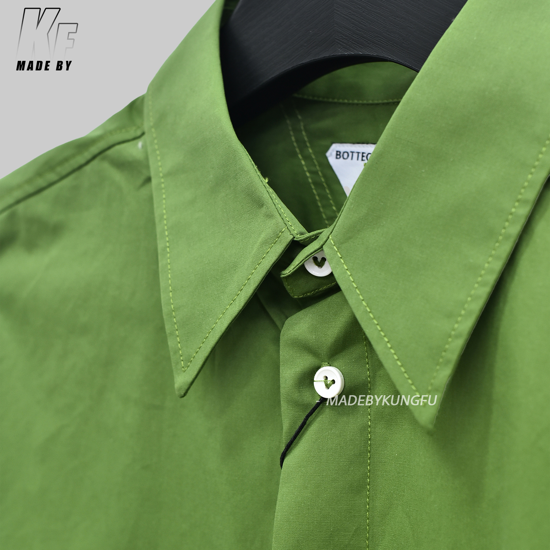 BV葆蝶家长袖衬衫 绿色黑色