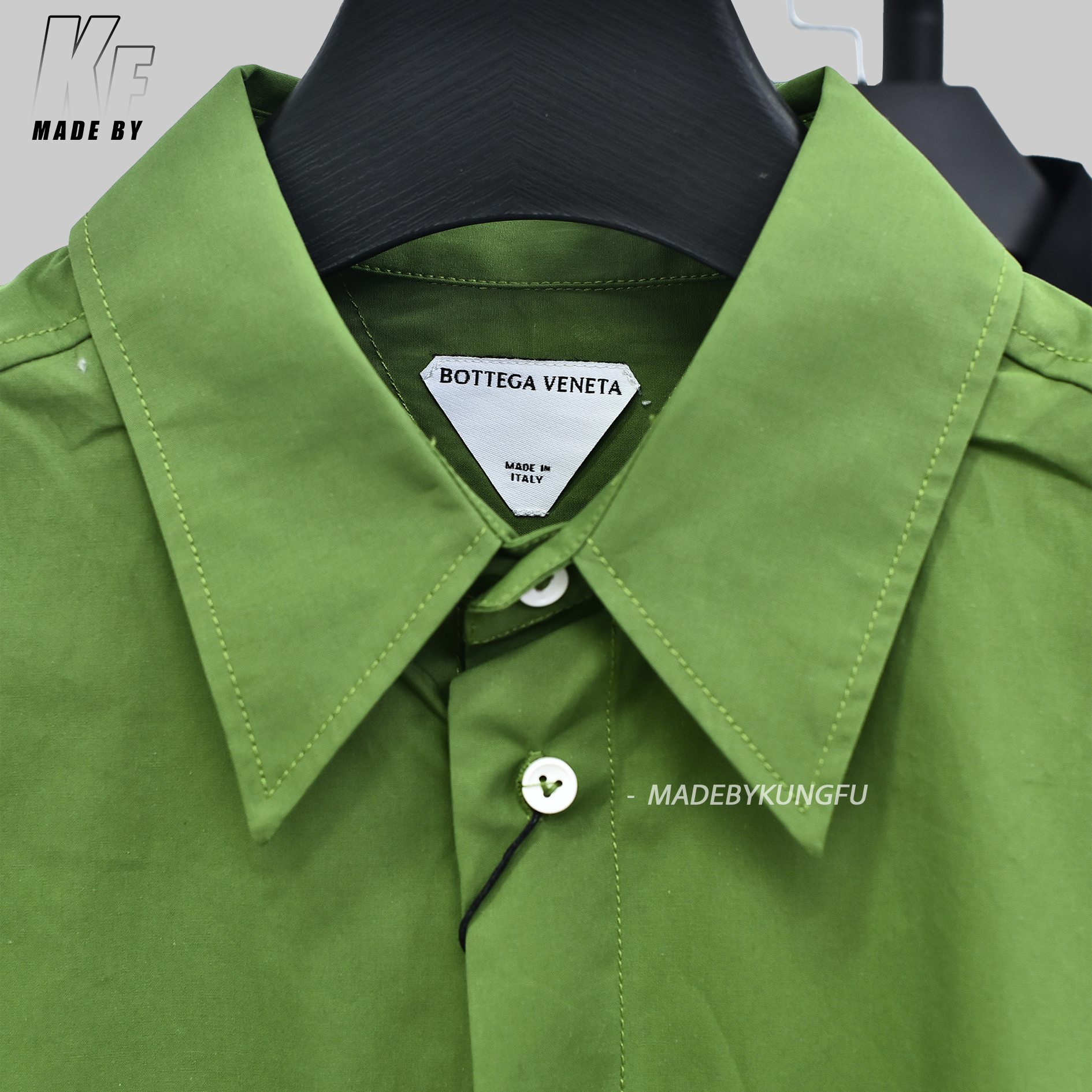 BV葆蝶家长袖衬衫 绿色黑色