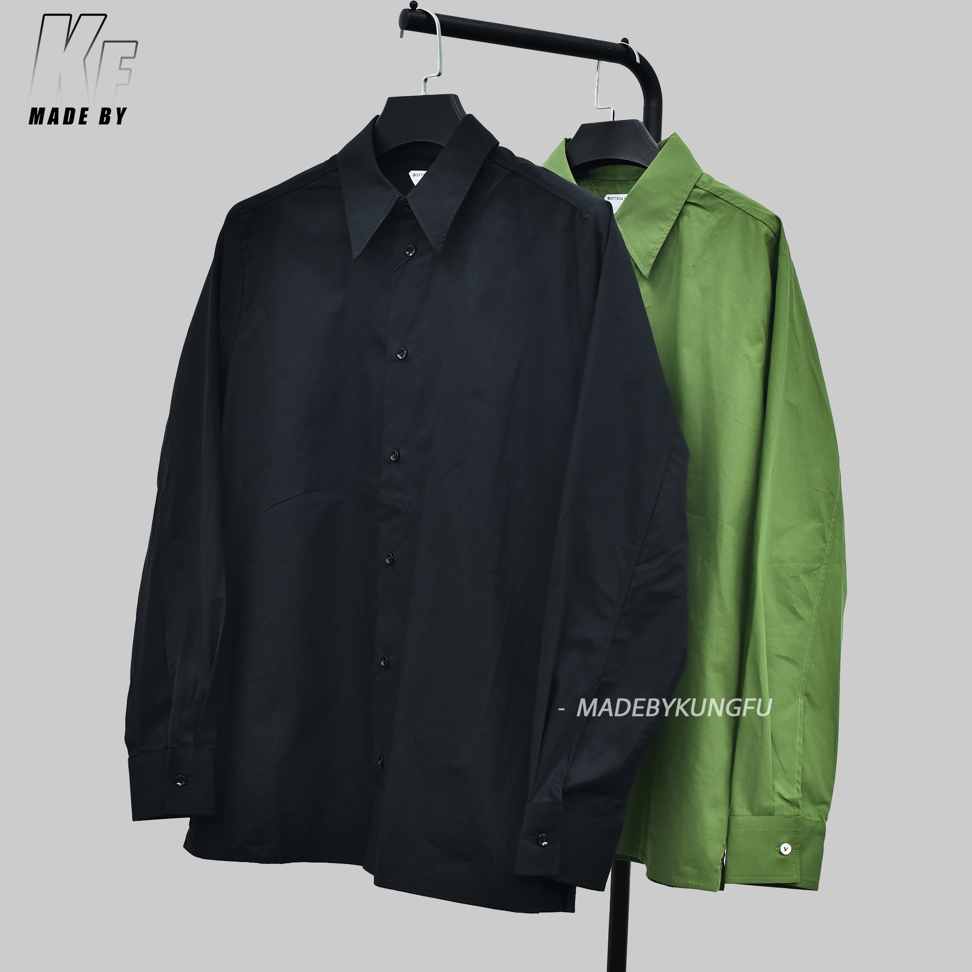 BV葆蝶家长袖衬衫 绿色黑色