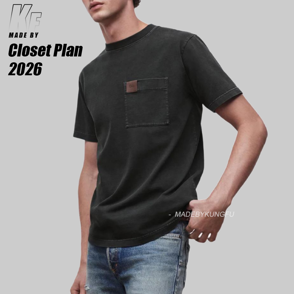 D1or Leather patch pocket washed tee