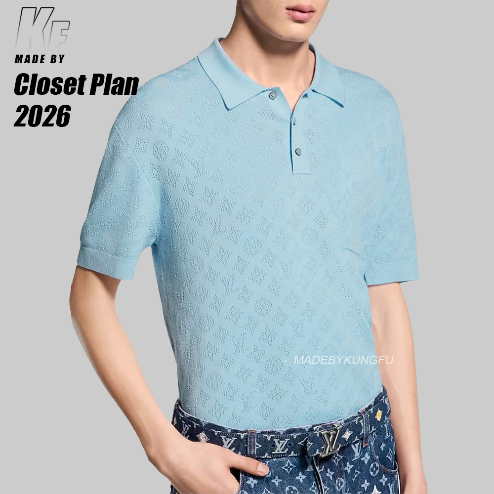 1V hollow-out pocket knitted polo