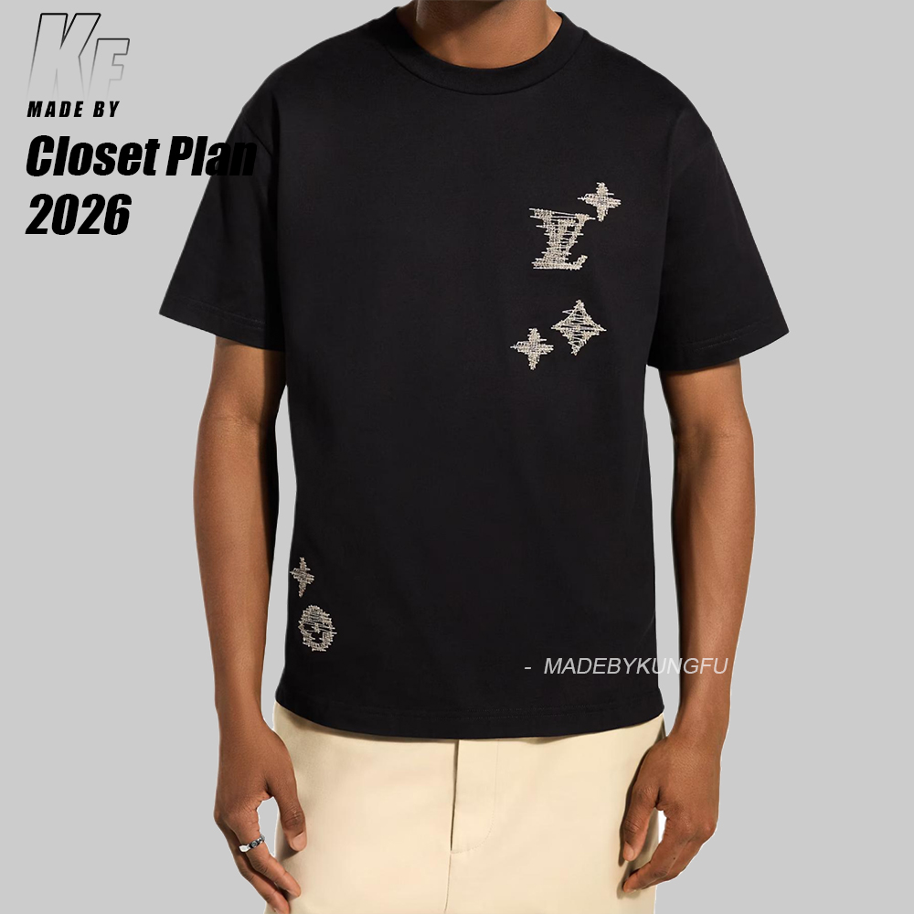 1V Fuzzy embroidery tee