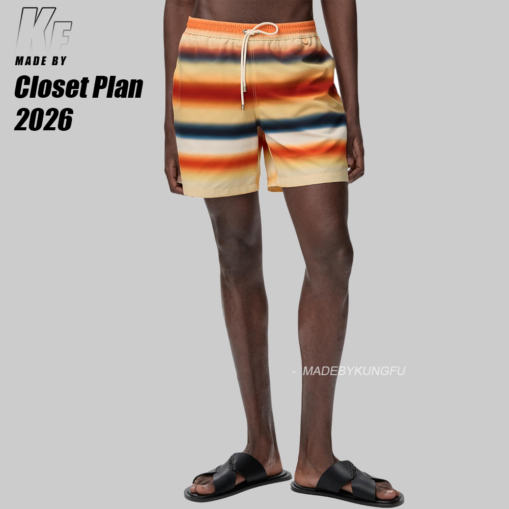 LOE Gradient striped swim trunks