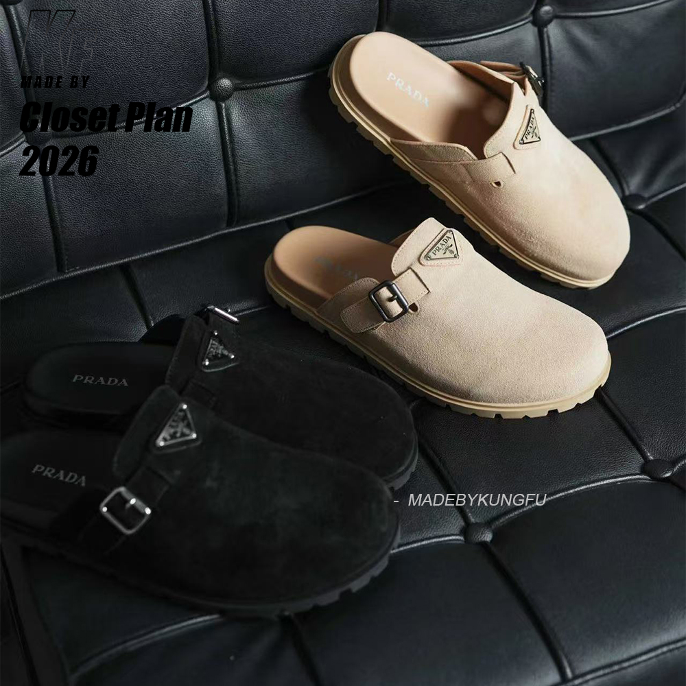 PRA Metal Triangle Brand Series Strap Muller Shoes Baotou Boken Shoes