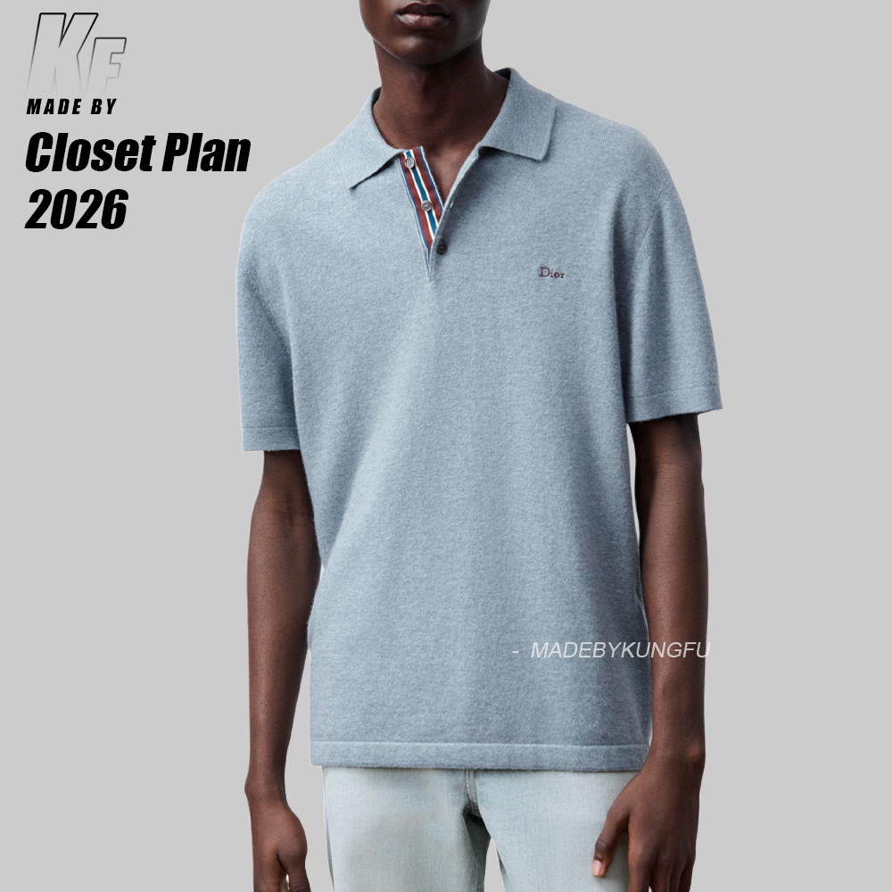 D1or wool blended knitted polo shirt