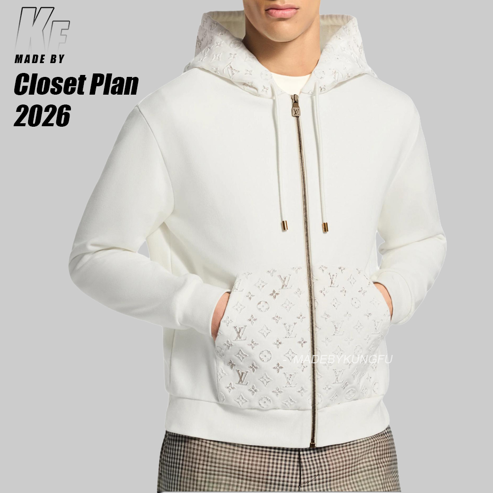 1V Embossed ink zip hoodie
