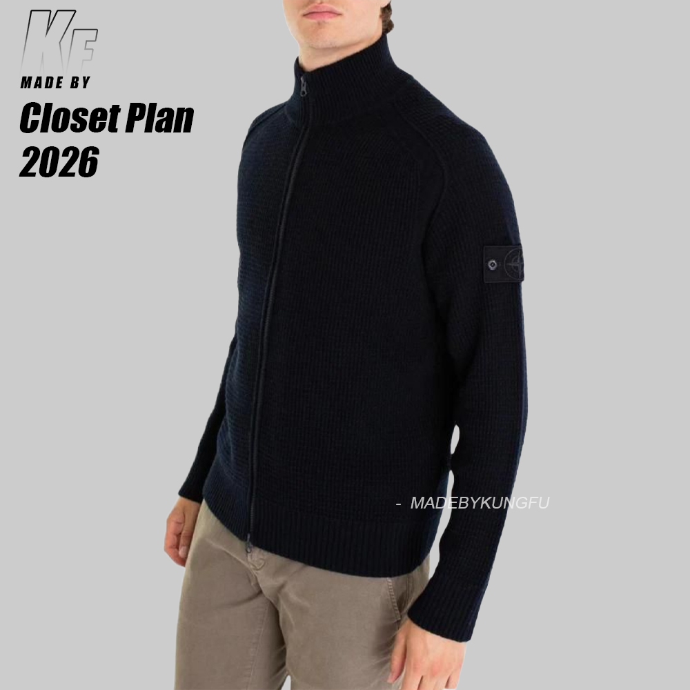 SI Ghost waffle wool knit cardigan