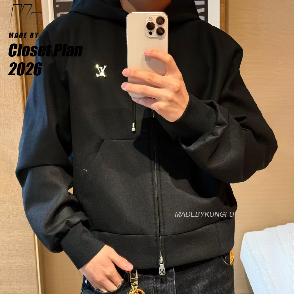 1V Technical wool bend  Zip Hoodie