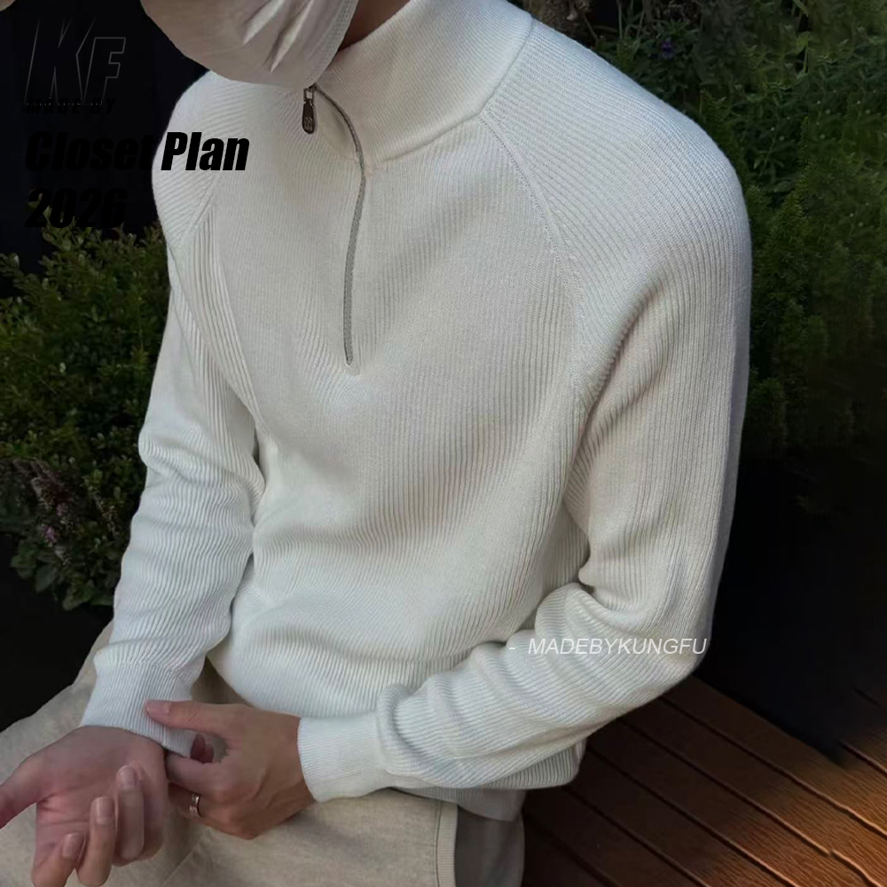 BC quarter zipper vertical knit sweater