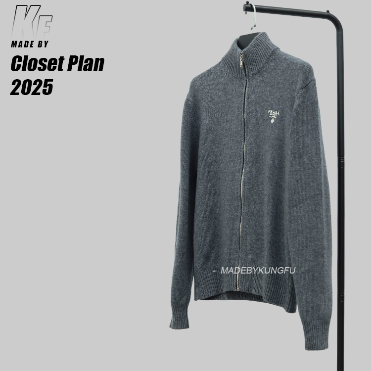 PRADA拉链开合毛衣 灰色