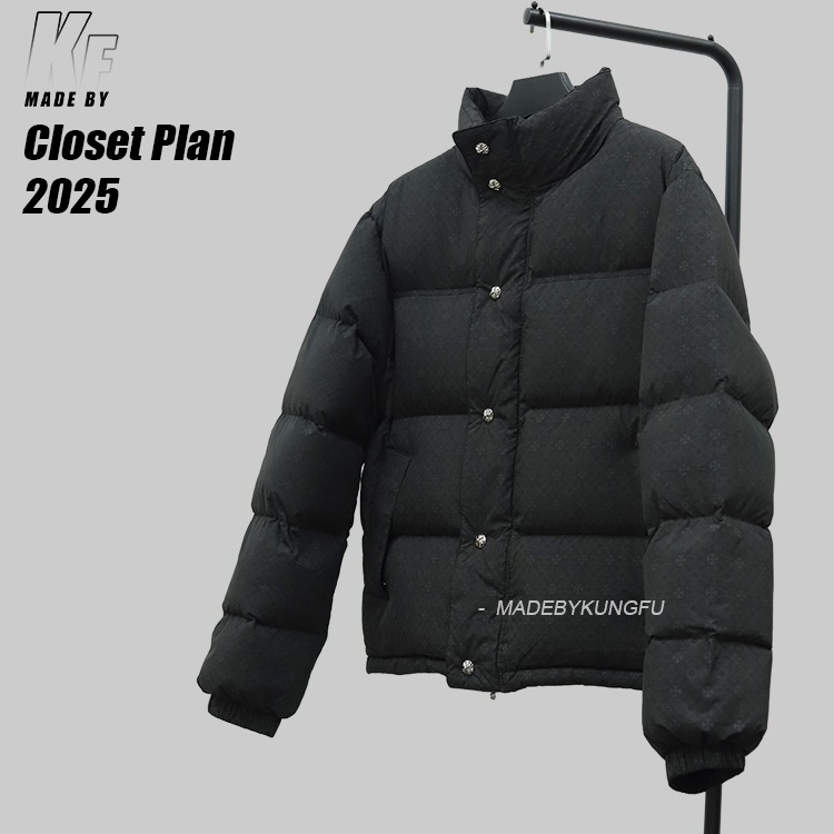 克罗心面包羽绒服 暗纹黑