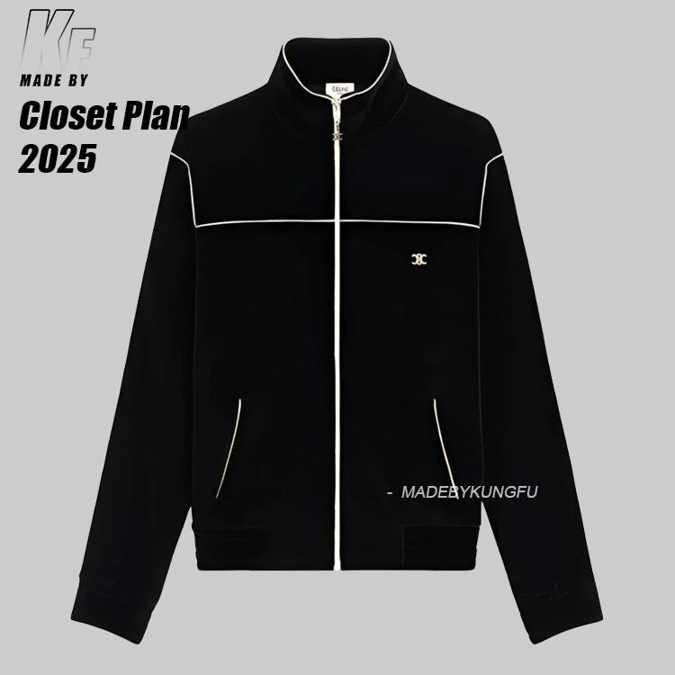 celine赛琳拉链绒感夹克 黑色