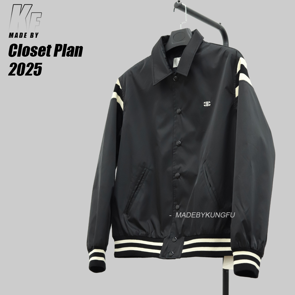 Celine 领子棒球扣子夹克 黑色