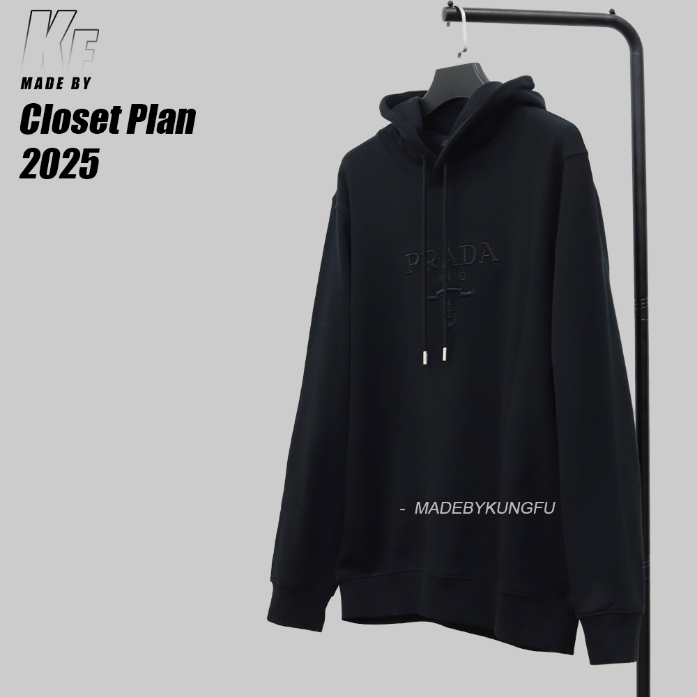 PRADA连帽抽绳卫衣 黑色