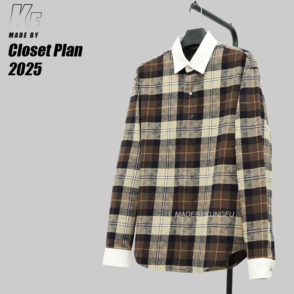 LV 格子印花衬衫 咖色