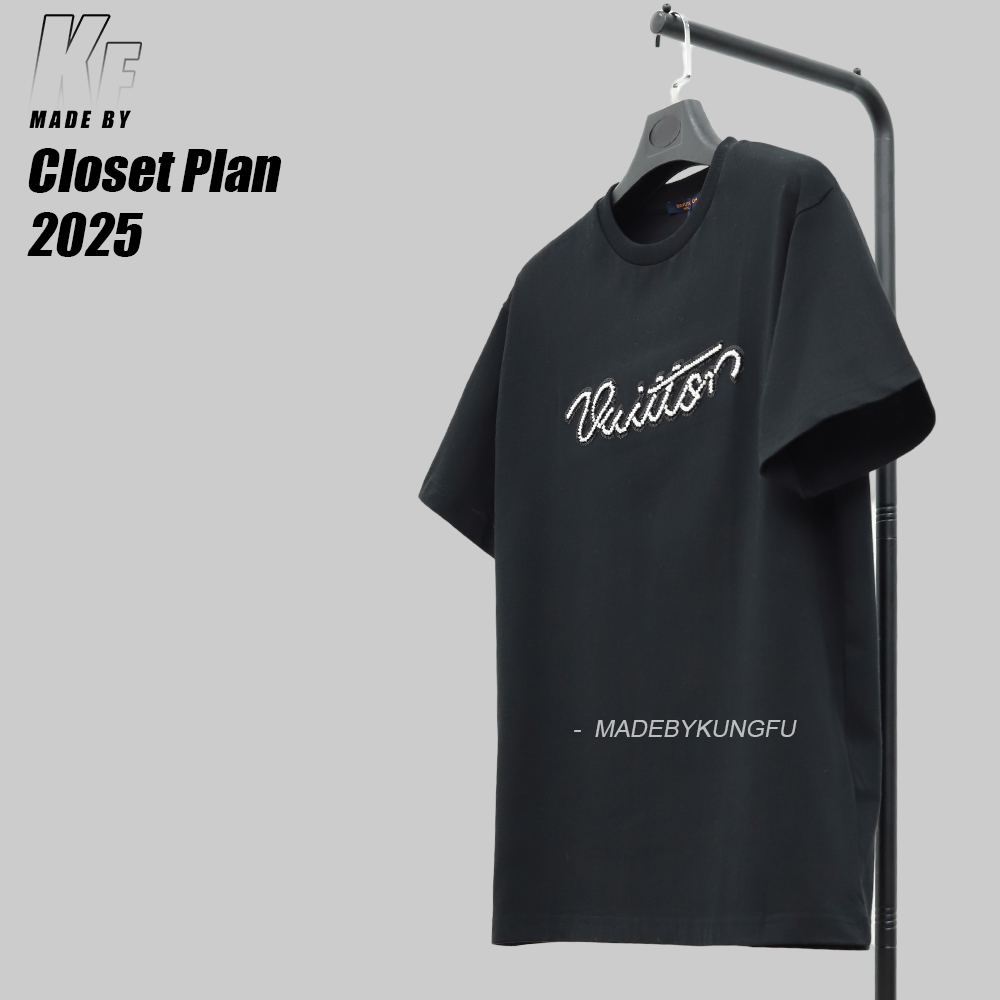 LV 镶钻字母短袖 黑色