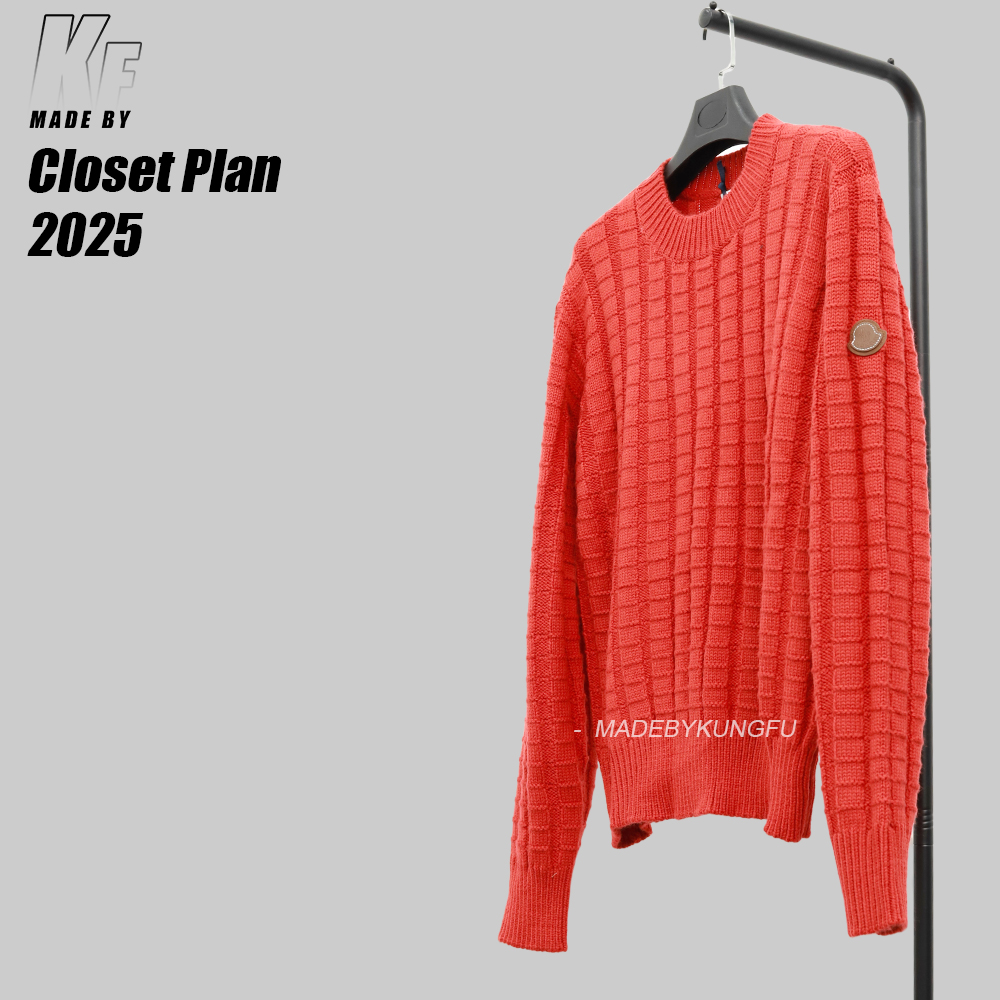 Moncler方块圆领毛衣 红色