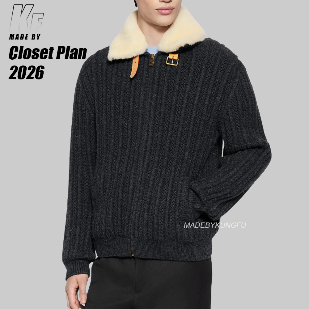 1V cashmere wool blend with wool collar jacket