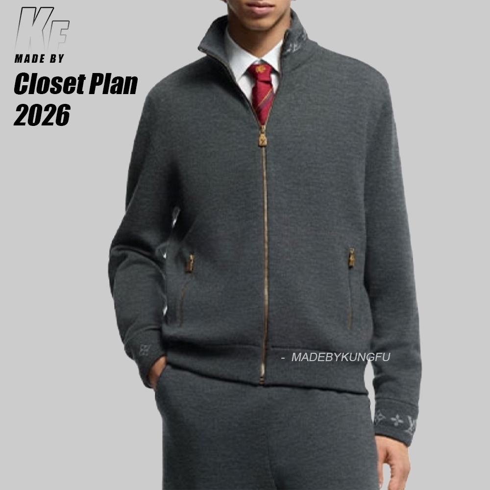 1V Knitted Collar Jacquard Zip Up