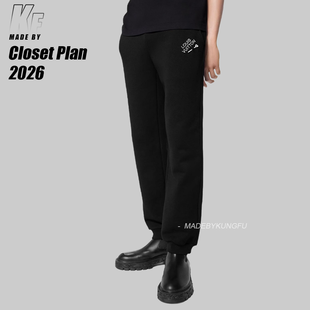 LV pin and velvet sweatpants