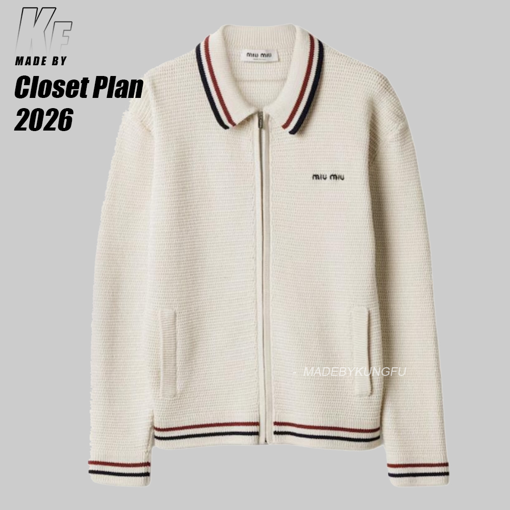 Miu Knitted Striped Zipper Jacket