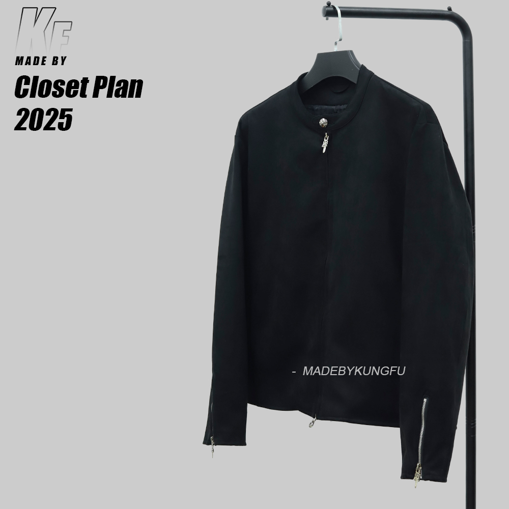 克罗心顺滑棉质拉链夹克 黑色