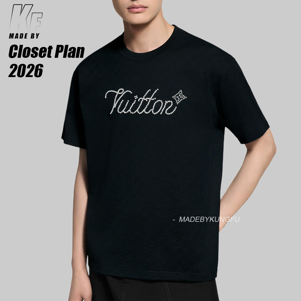 1V checkered jacquard jewelry tee