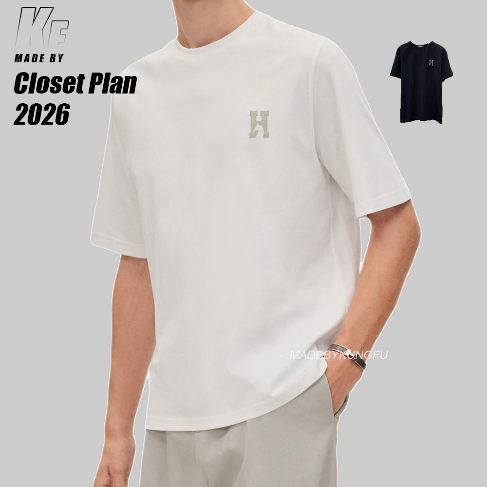 Herms leather label embroidered tee