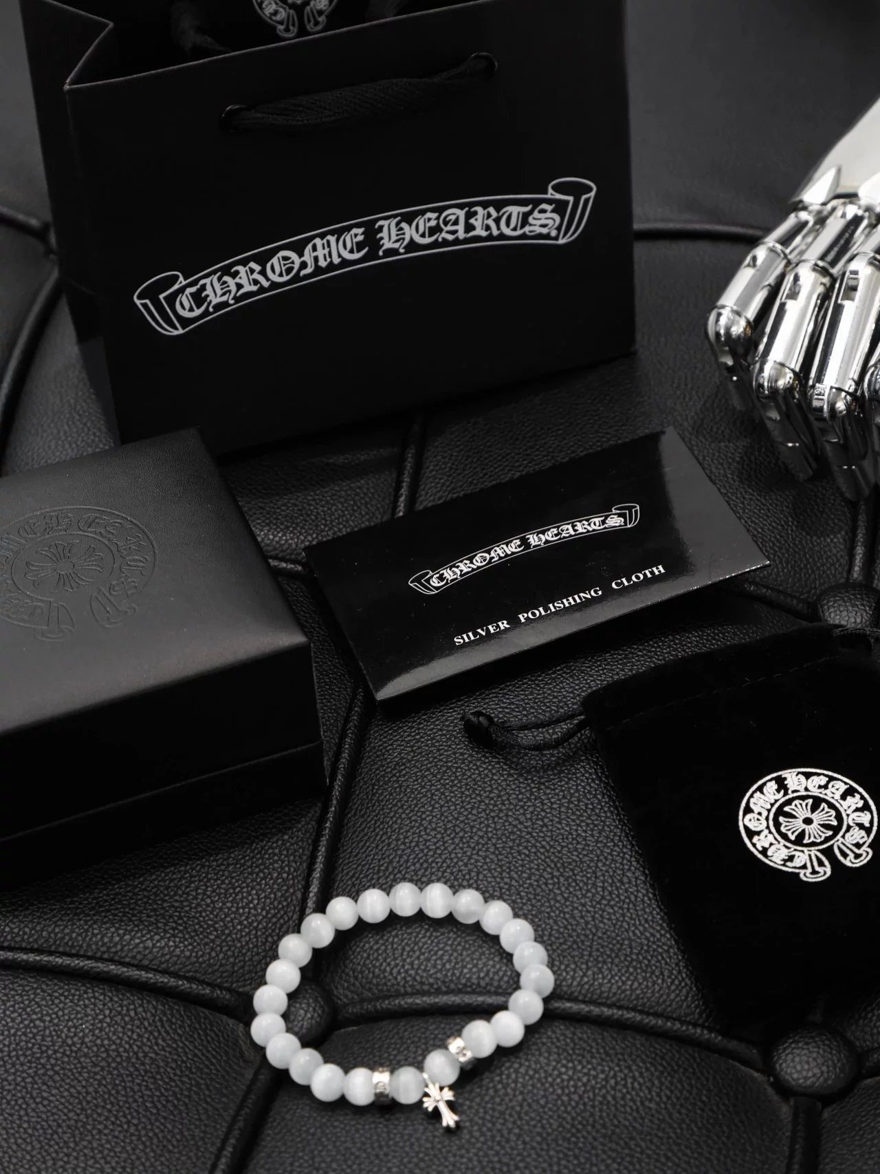 Item ID 8374 Chrome-Hearts- Crow heart - Classic - opal bracelet - Sterling Silver