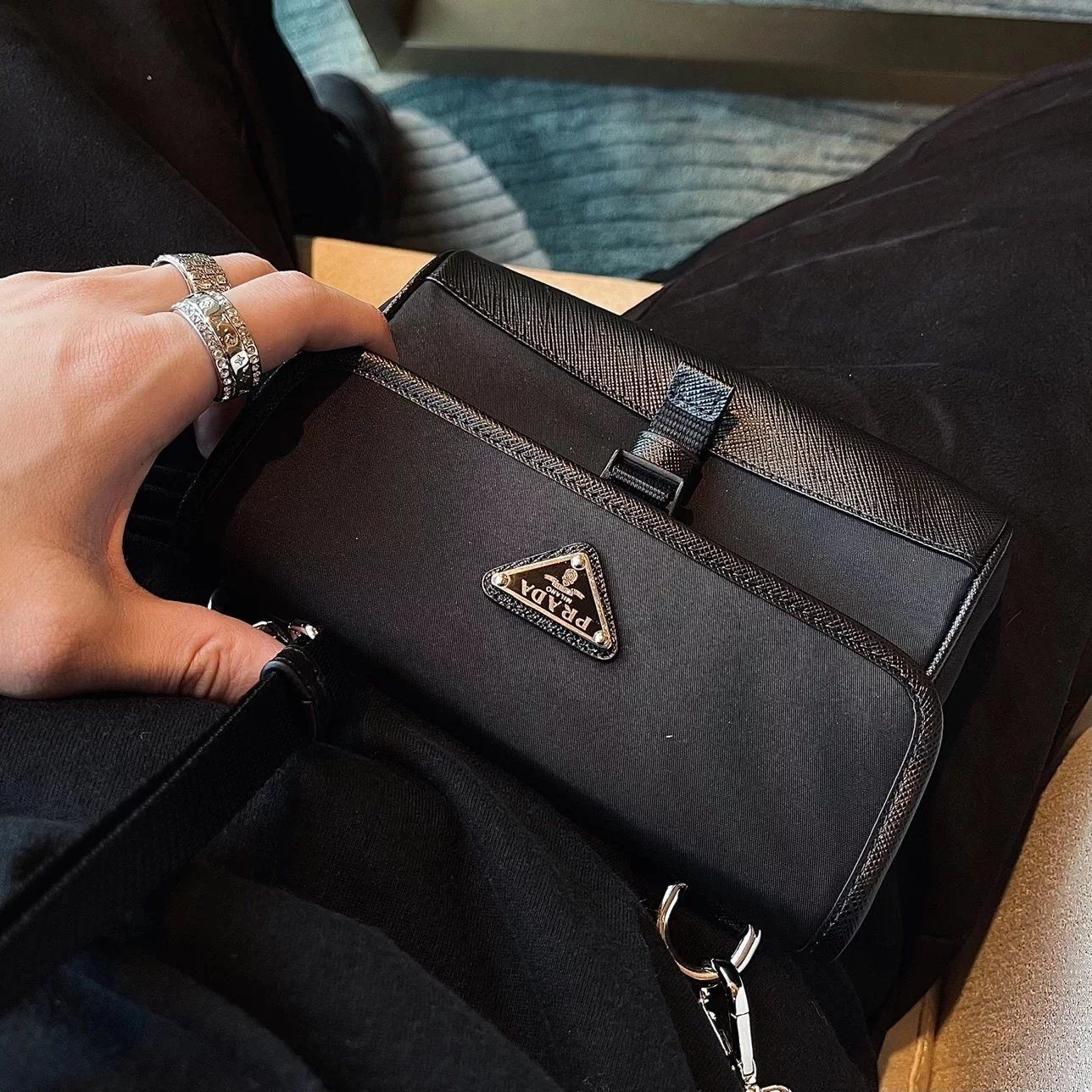 Item ID 8506 Prad Nylon Leather Phone Bag (Tested to hold 2 Max models - with card