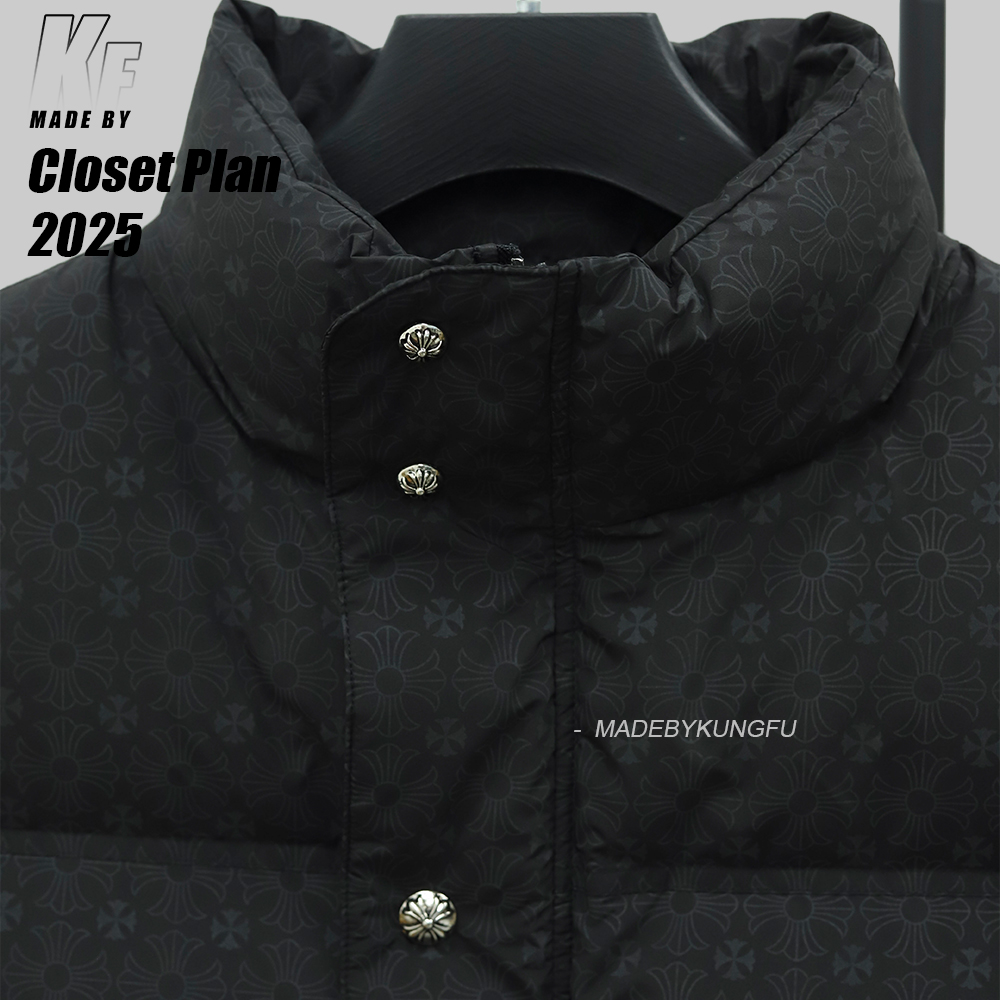 克罗心羽绒马甲 暗纹黑