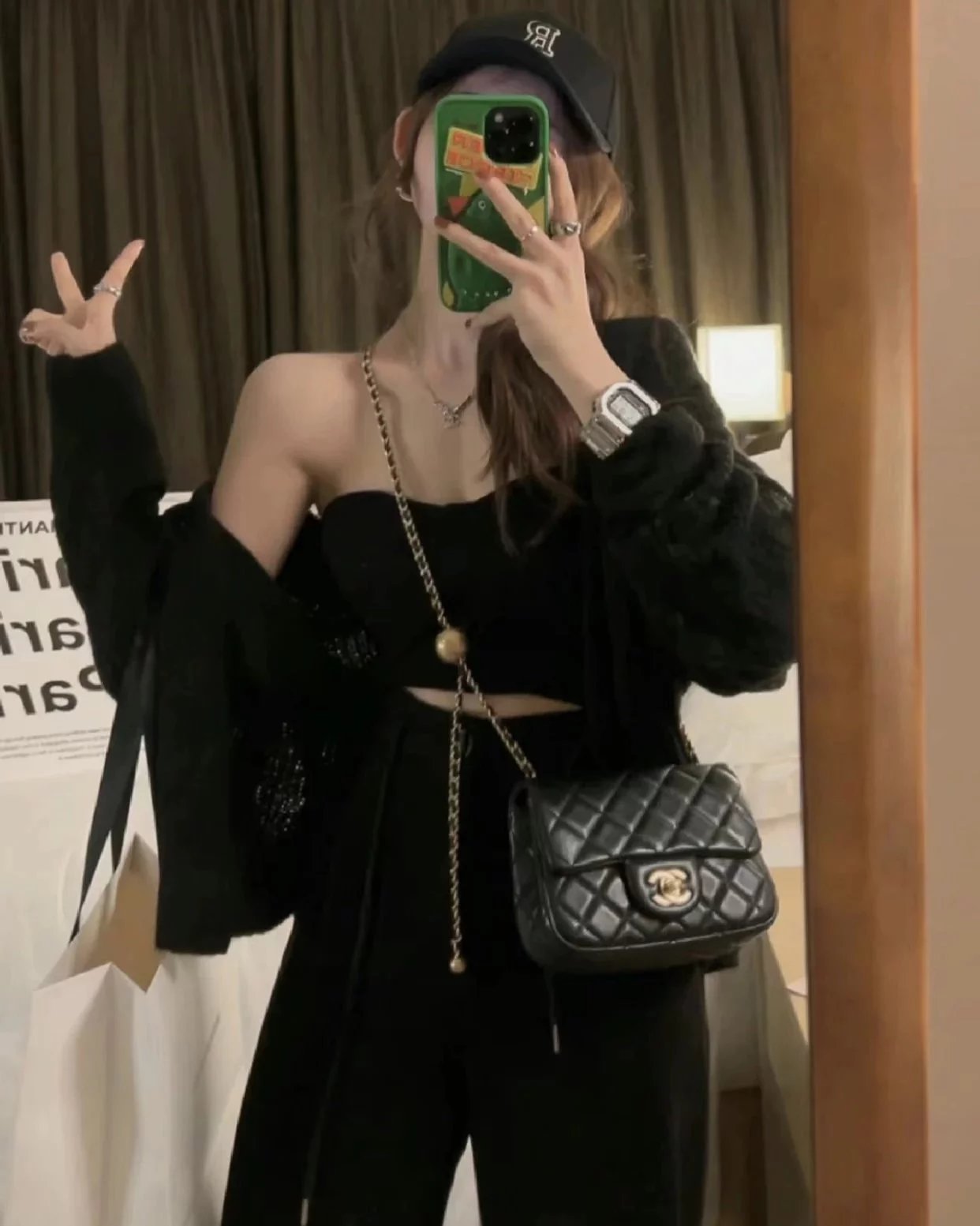 Item ID 8460 CHANEL - Classic Chain Bag - Mini Golden Bead Square Fat Flip Bag - Sm
