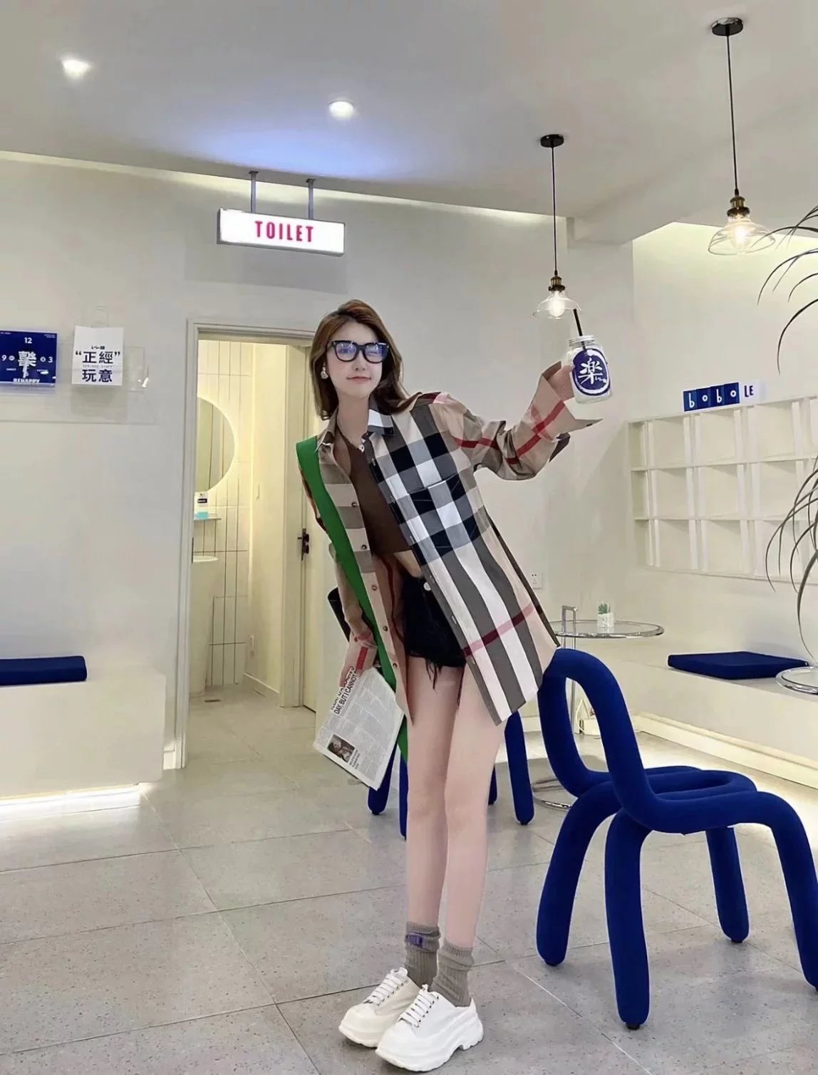 Item ID 8218 BURBERRY- Burberry -23ss- new shirt - large plaid shirt -Vintage long