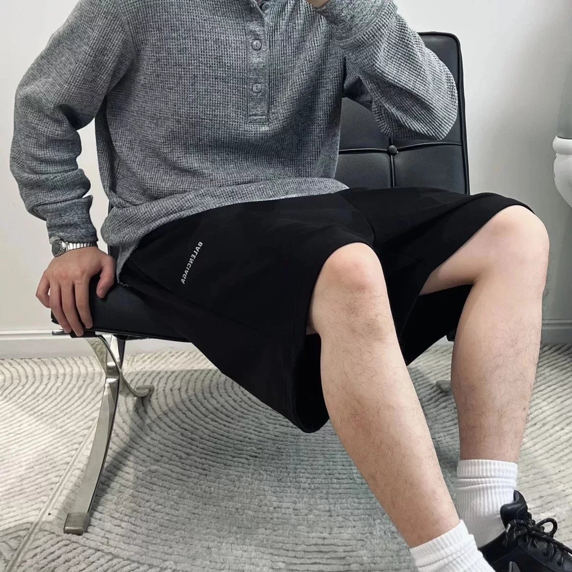 Item ID 8229 Balenci@ga- Paris-2024SS Reflective Letter Shorts - Basic Five Point C