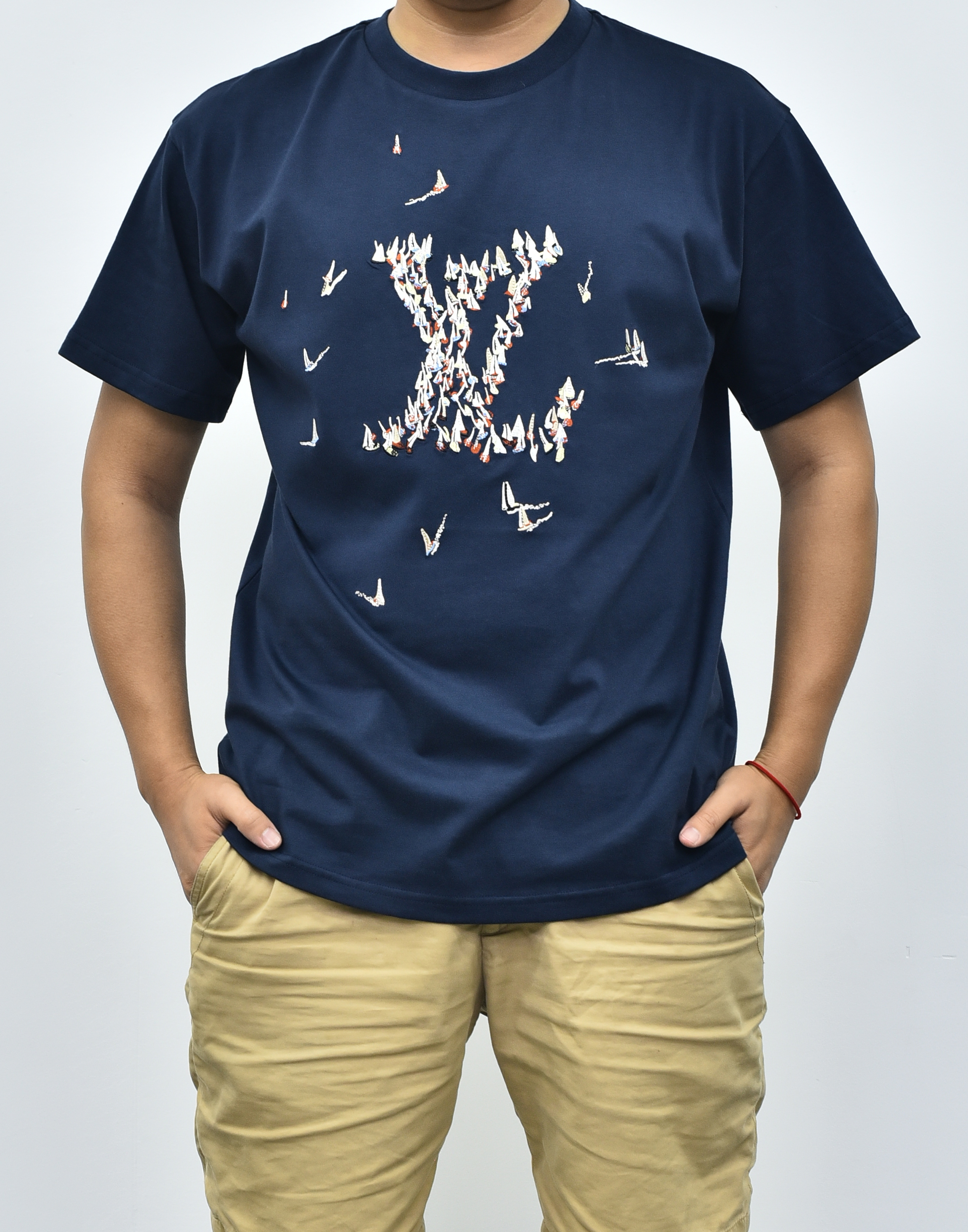 1V帆船logo短袖 藏青