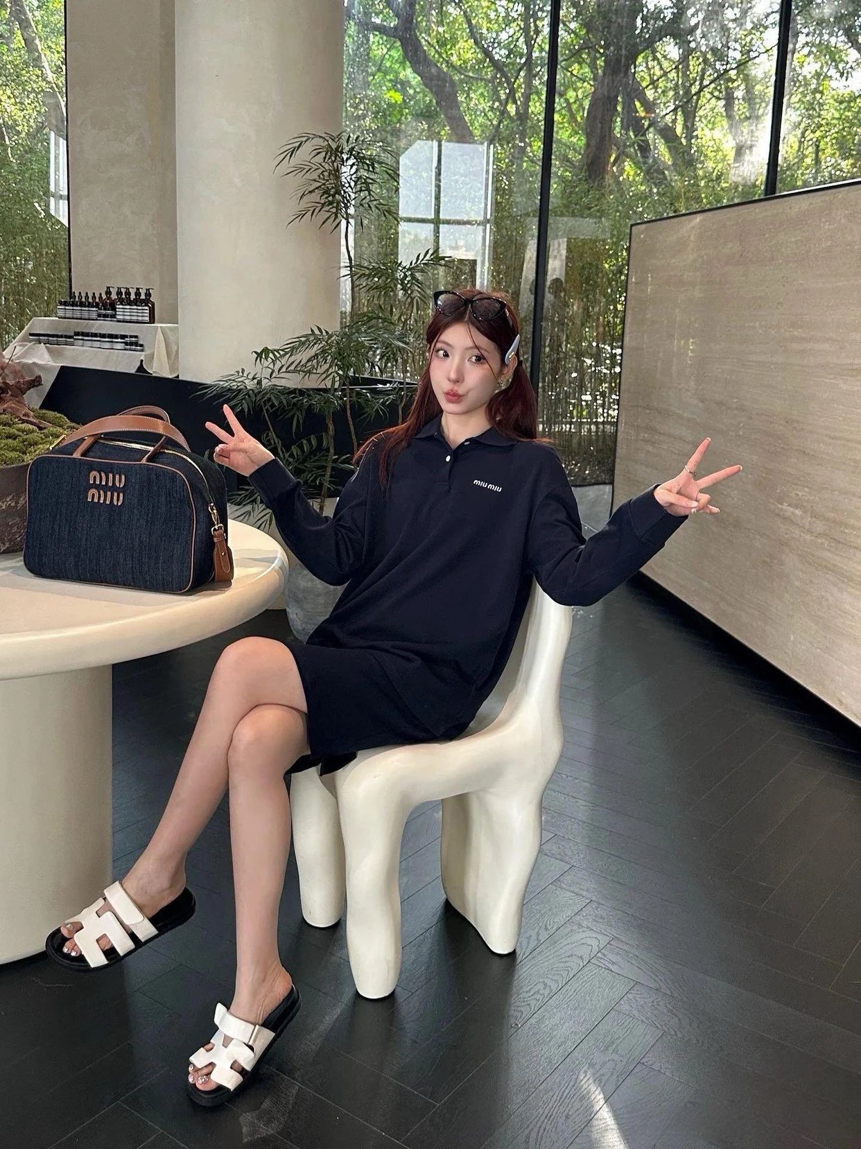 Item ID 8187 M1uM1u- Miu Miu -2024ss- chest embroidery polo shirt - Letter embroide