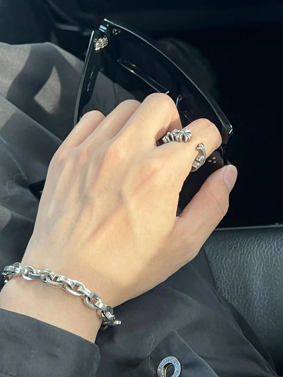 Item ID 8376 Chrome-Hearts- Crow heart -paperchain- Classic Thin Cuban Bracelet - p