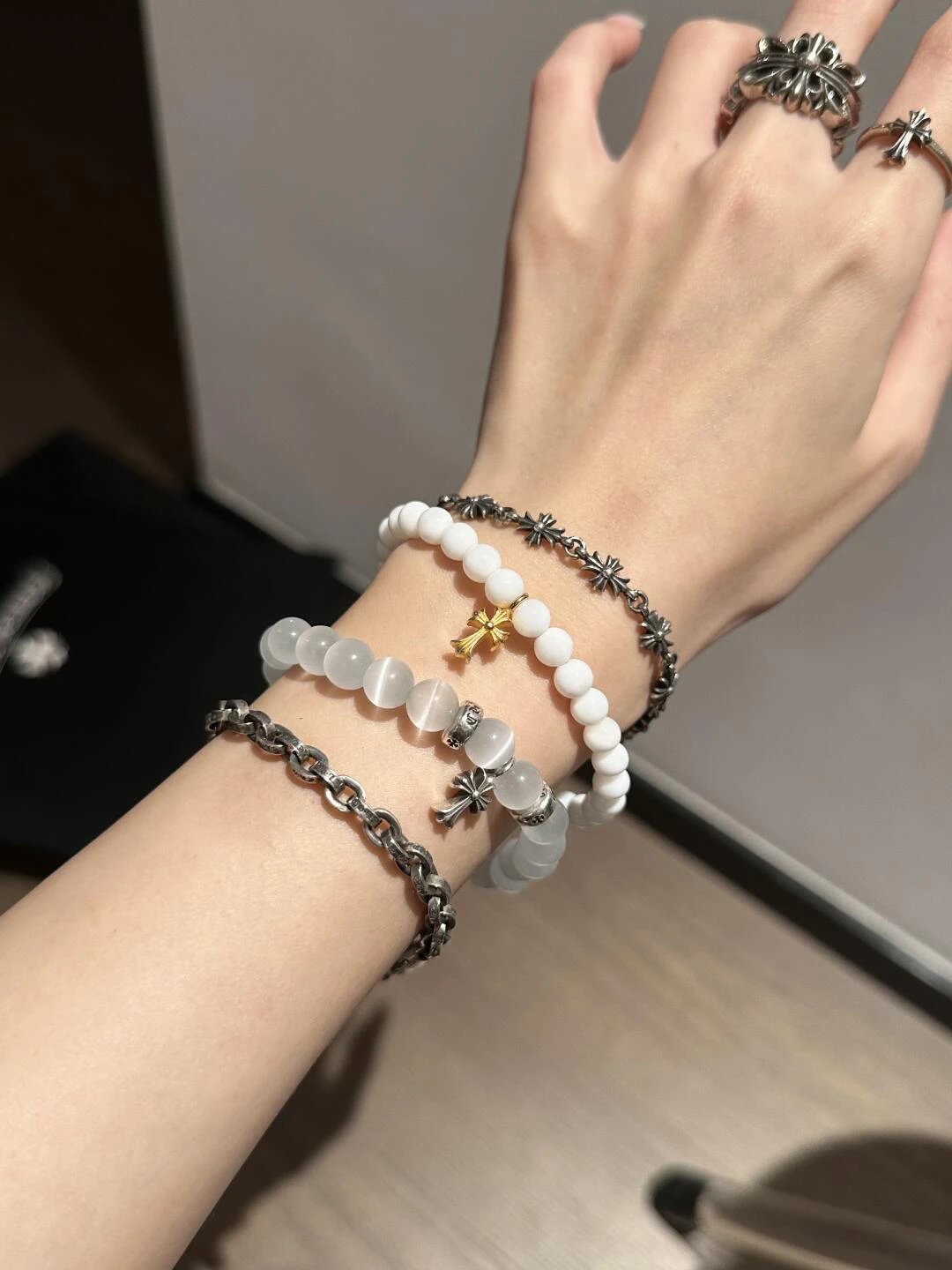 Item ID 8376 Chrome-Hearts- Crow heart -paperchain- Classic Thin Cuban Bracelet - p