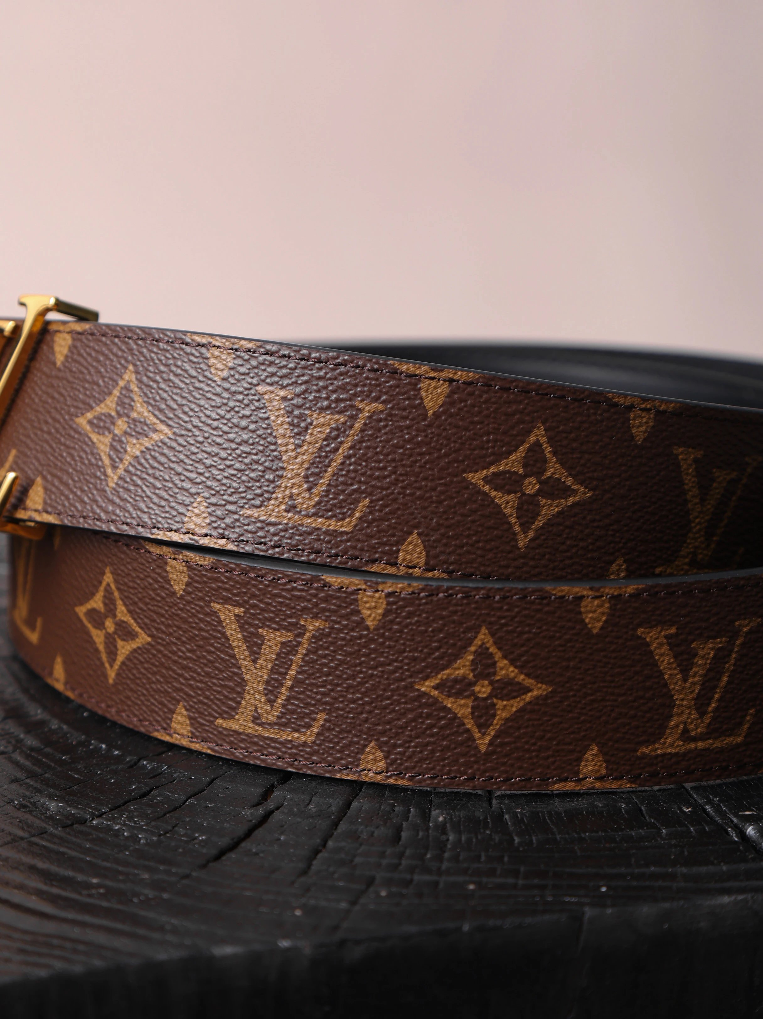 Item ID 8398 Haute Couture - Classic - Brown Floral Belt -4cm Width - Coated Leathe