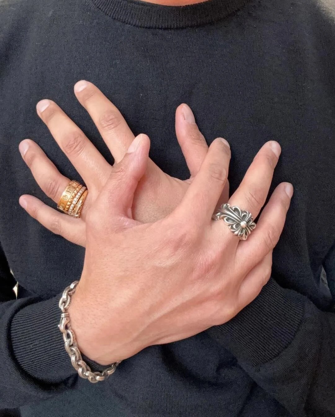 Item ID 8376 Chrome-Hearts- Crow heart -paperchain- Classic Thin Cuban Bracelet - p