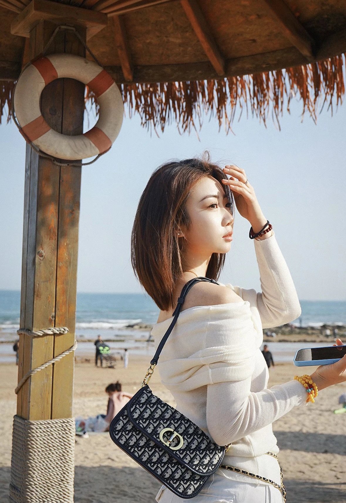 Item ID 8448 Avenue-CD- Buckle flap closure Oblique Printed fabric shoulder crossbo