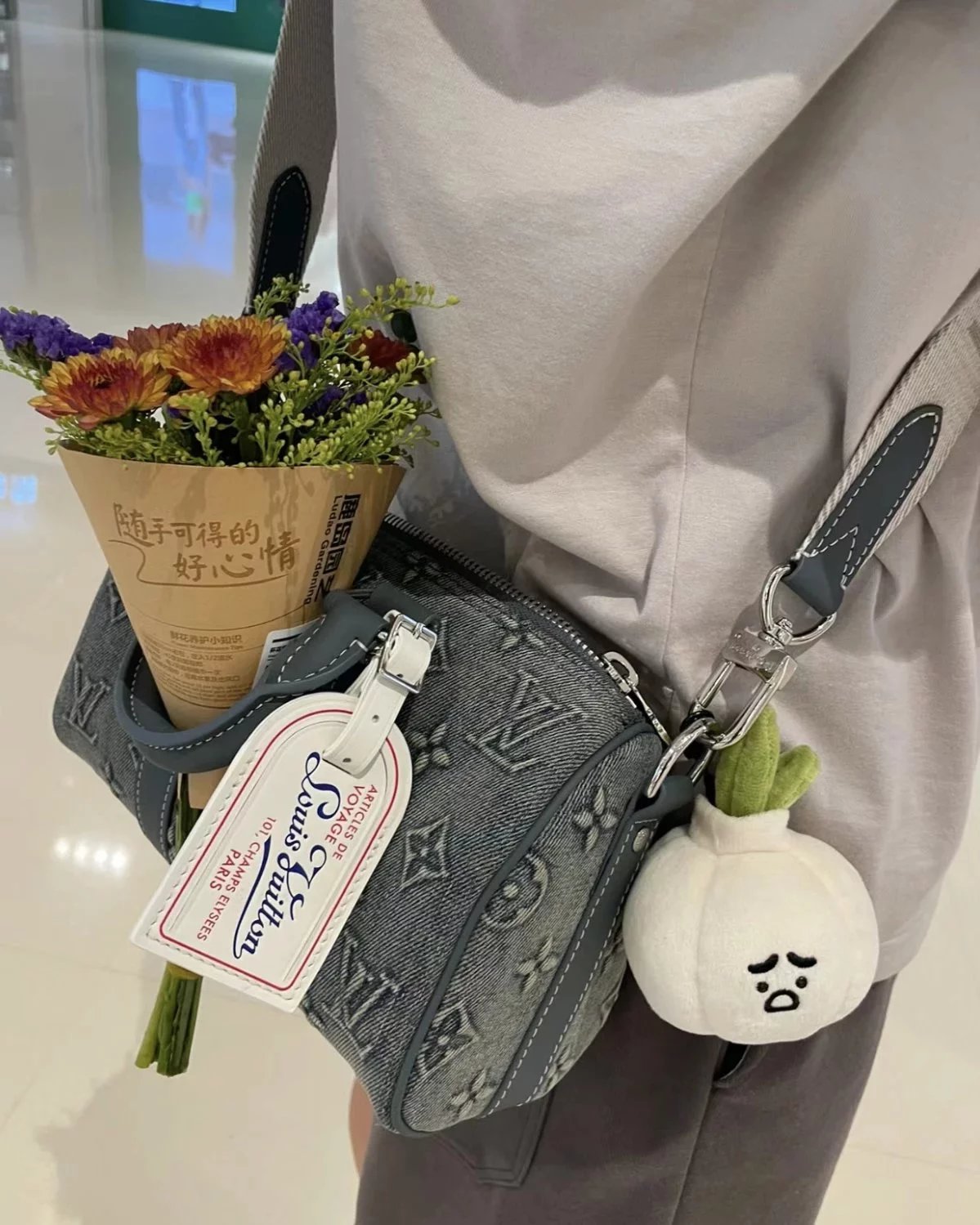 Item ID 8426 Advanced Customization - Kepall 25- Washed Blue Denim Canvas Bag - Sma