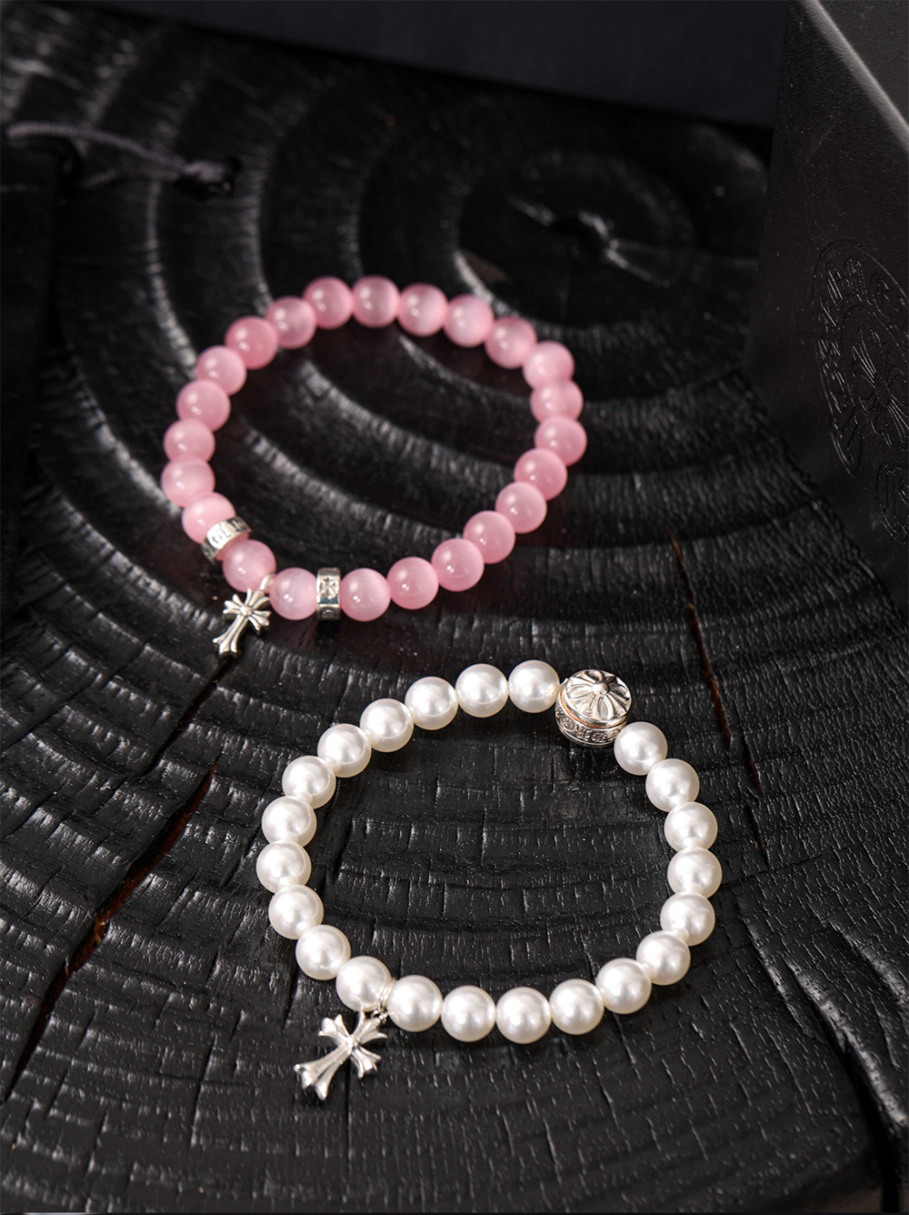 Item ID 8385 Two new colors added -Chrome-Hearts-CH- Crow heart - gemstone bracelet