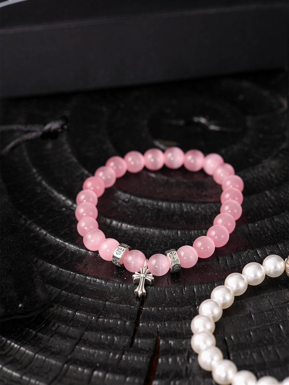 Item ID 8385 Two new colors added -Chrome-Hearts-CH- Crow heart - gemstone bracelet